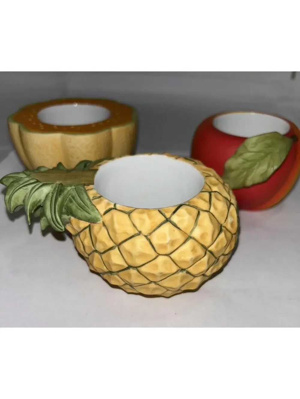 Partylite Fruit Splash Ceramic TeaLight Candle Holders Set of 3 - Picture 3 of 3